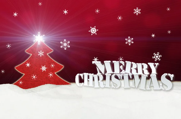 クリスマス ツリー赤 - 雪 - メリー クリスマス - クリスマス背景 — ストック写真
