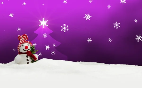 Snowman Merry Christmas pink — Stock Photo, Image