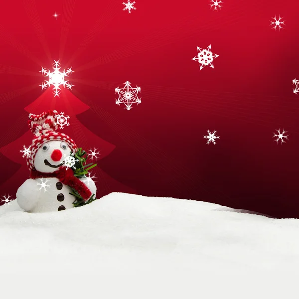 Snowman Merry Christmas red — Stock Photo, Image