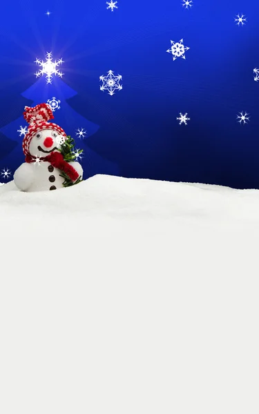 Snowman Merry Christmas blue — Stock Photo, Image