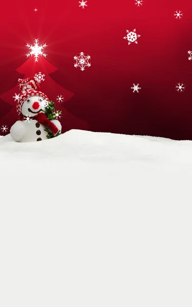Χιονάνθρωπος κόκκινο καλά Χριστούγεννα — Φωτογραφία Αρχείου