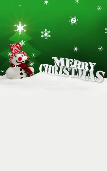 Boneco de neve Feliz Natal verde — Fotografia de Stock