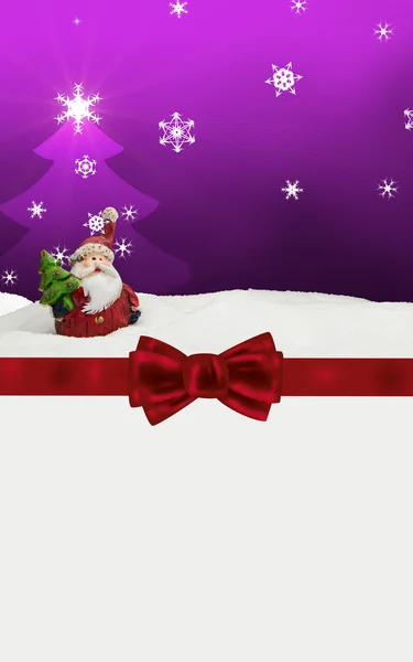 Greeting card santa clause snow pink — Stock Photo, Image