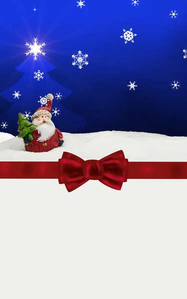 Greeting card santa clause snow blue — Stock Photo, Image