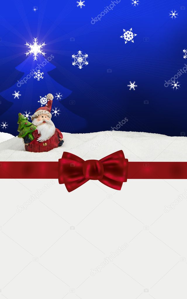 greeting card santa clause snow blue