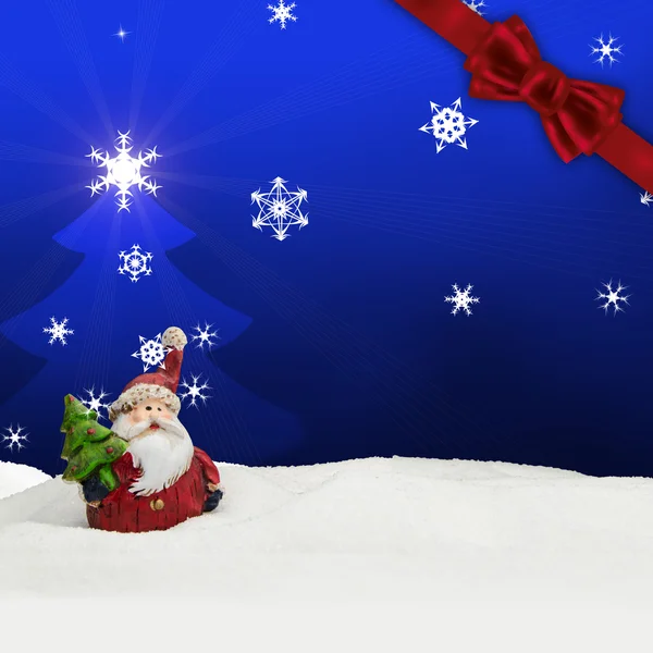 Greeting card santa clause snow blue — Stock Photo, Image