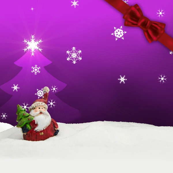 Greeting card santa clause snow pink — Stock Photo, Image