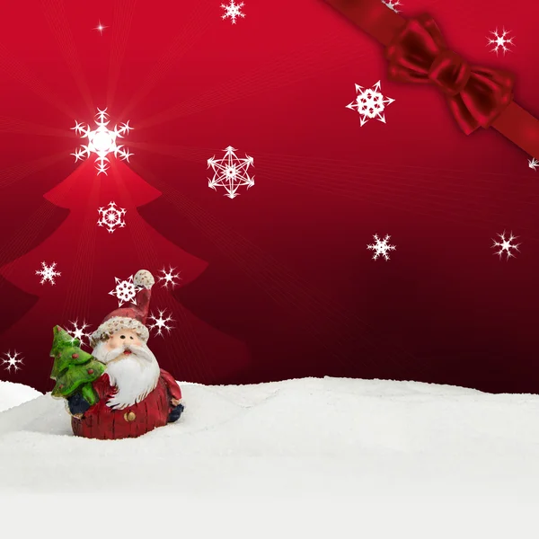 Greeting card santa clause snow red — Stock Photo, Image