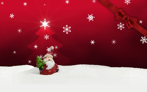 Greeting card santa clause snow red — Stock Photo, Image