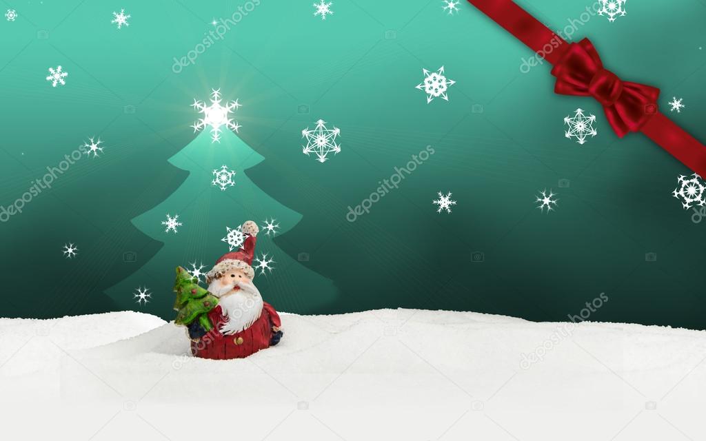greeting card santa clause snow turquoise