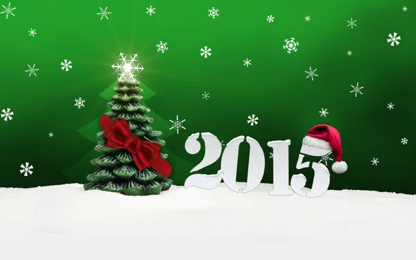 Arbre de Noël heureux nouvelle année 2015 vert — Photo