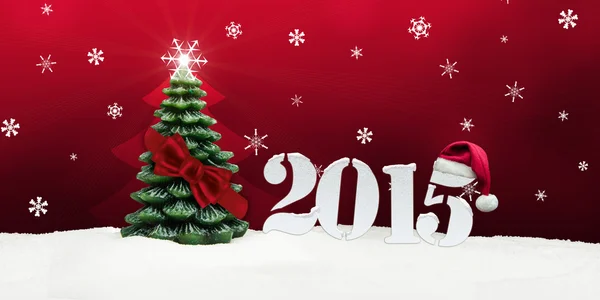 Arbre de Noël heureux nouvelle année 2015 rouge — Photo