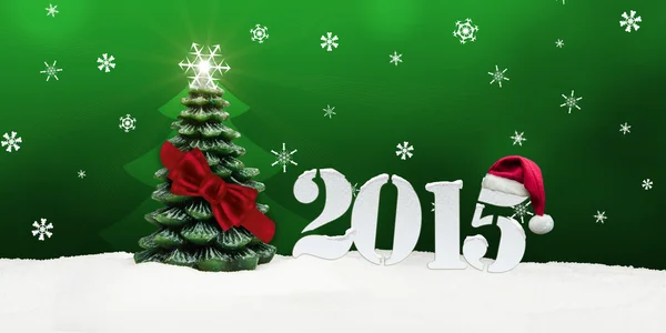 Julgran gott nytt år 2015 grön — Stockfoto