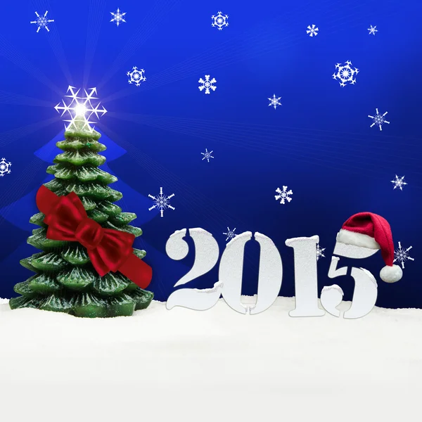 Arbre de Noël heureux nouvelle année 2015 bleu — Photo