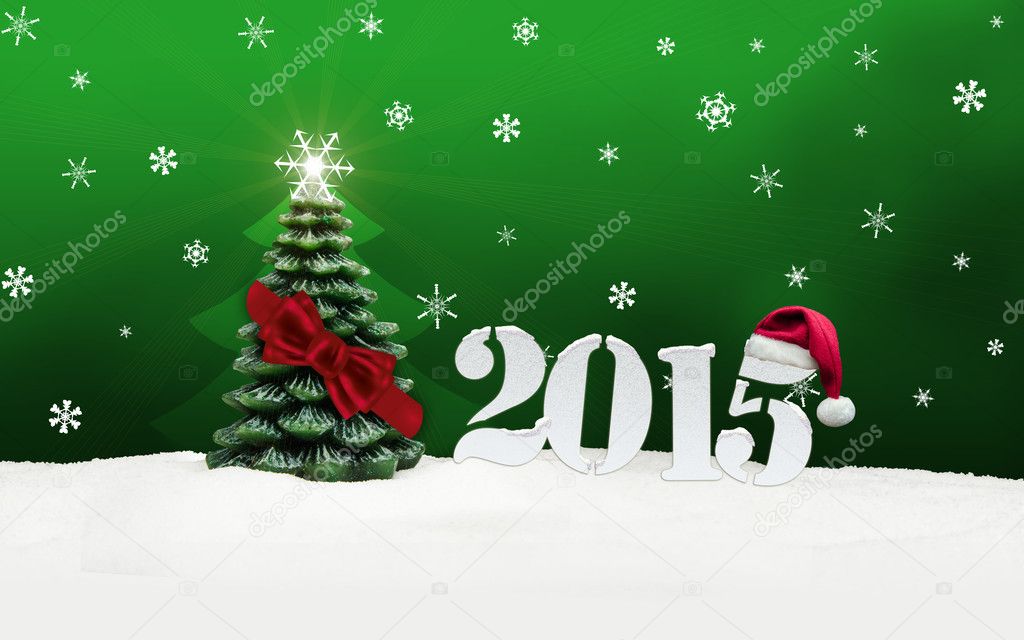 christmas tree happy new year 2015 green