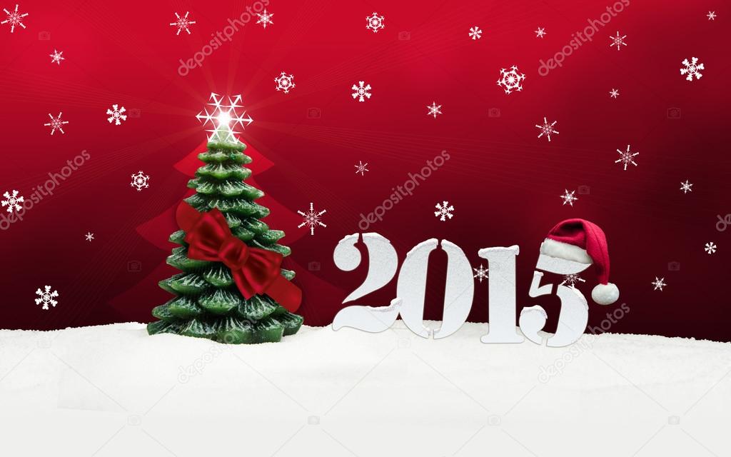 christmas tree happy new year 2015 red