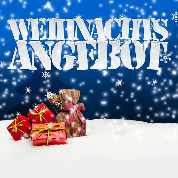 Weihnachtsangebot Angebot erbjudanden Weihnachten blau — Stockfoto