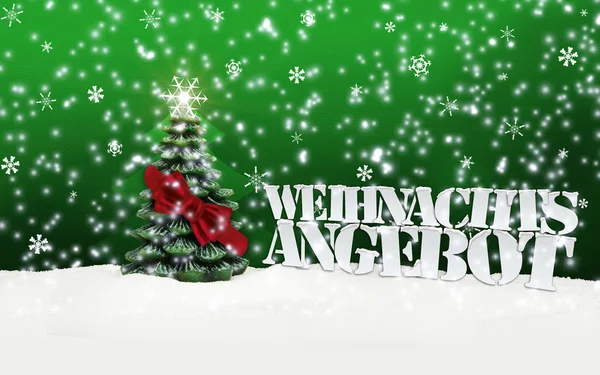 Greeting card christmas tree  snow green — Stock Photo, Image