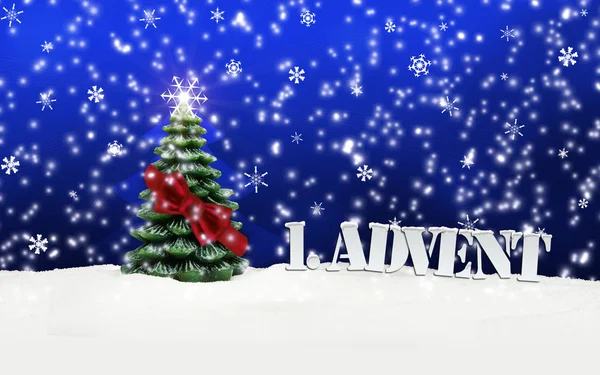 1. Advent - gifts - blue - Snow — Stock Photo, Image