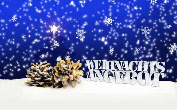 Weihnachtsangebot Angebot Angebote Weihnachten blau — Stock Photo, Image