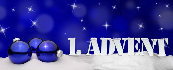 1. Advent - gifts - blue - Snow — Stock Photo, Image