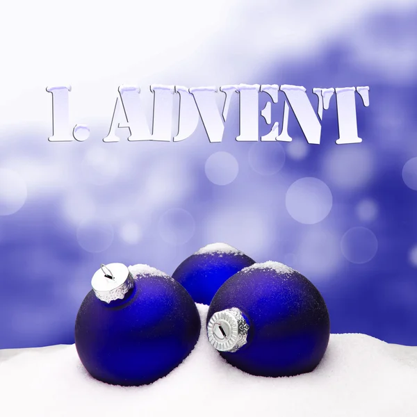 1. Advent - Geschenke - blau - Schnee — Stockfoto