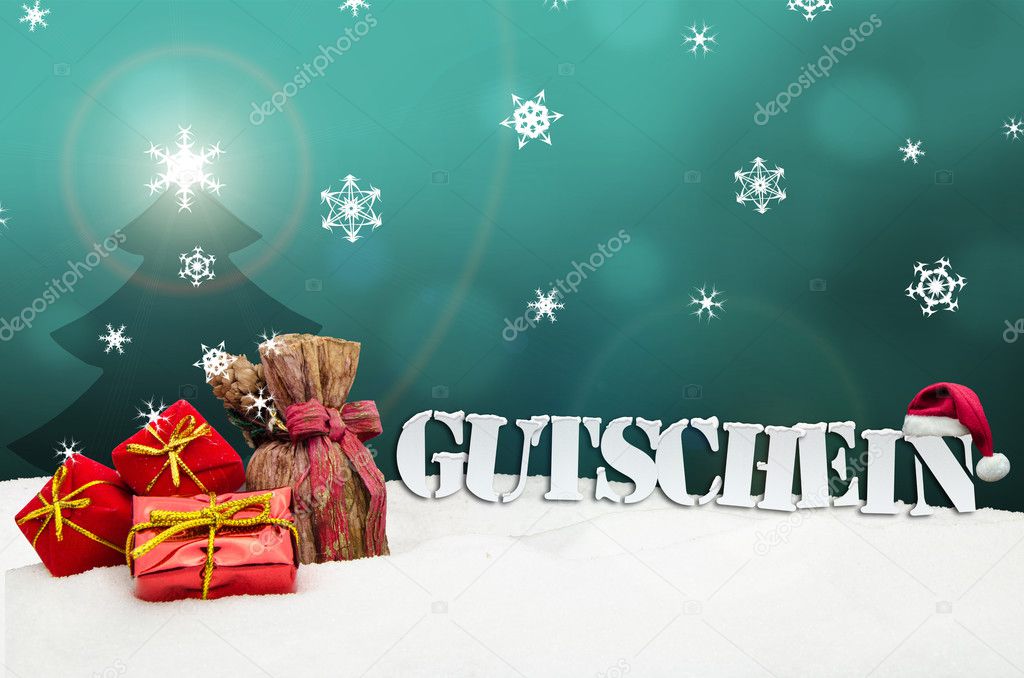 Christmas voucher Gutschein gifts snow