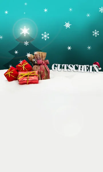 Kerstmis voucher Gutschein geschenken sneeuw — Stockfoto