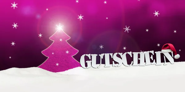 Christmas verifikationen Gutschein träd snö rosa — Stockfoto