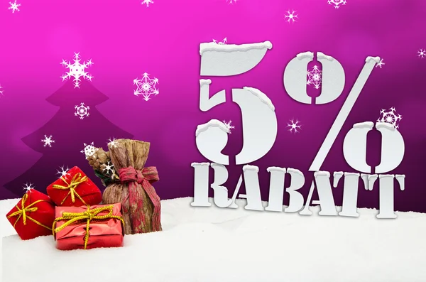 5 por cento desconto Rabatt Natal — Fotografia de Stock