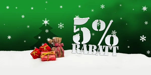 5 percent discount Rabatt Christmas — Stock Photo, Image