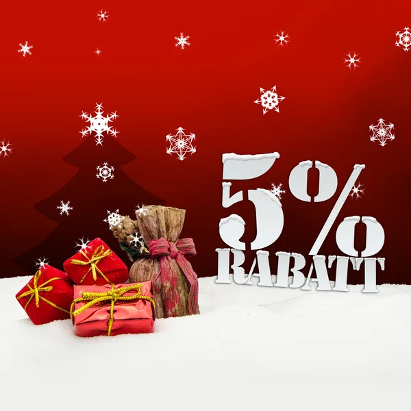 5 percent Rabatt discount christmas — Stock Photo, Image