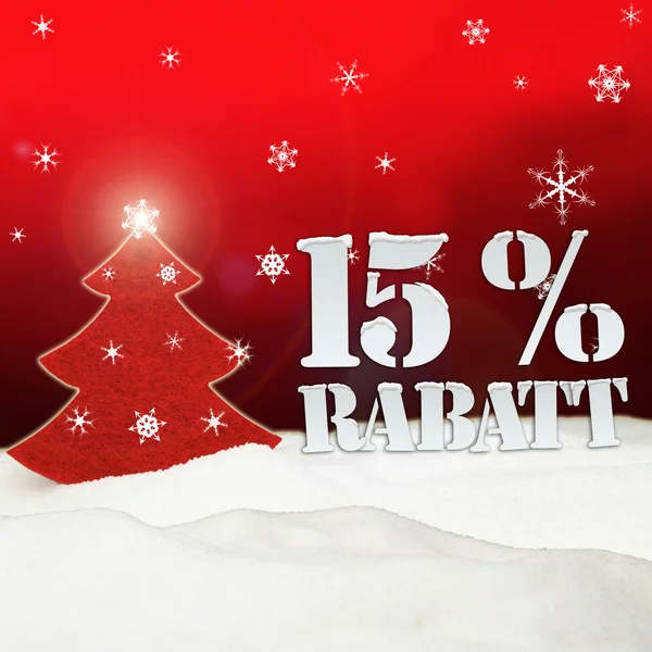 Karácsonyfa 15 százalékos Rabatt kedvezmény — Stock Fotó