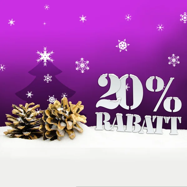 Christmas Snow Pinecone 20 percent  Rabatt Discount — Stock Photo, Image