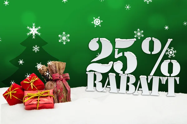 Christmas gifts 25 percent Rabatt Discount — Stock Photo, Image