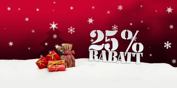 Presentes de Natal 25 por cento Rabatt desconto — Fotografia de Stock