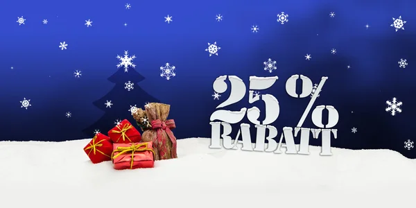 Christmas gifts 25 percent Rabatt Discount — Stock Photo, Image