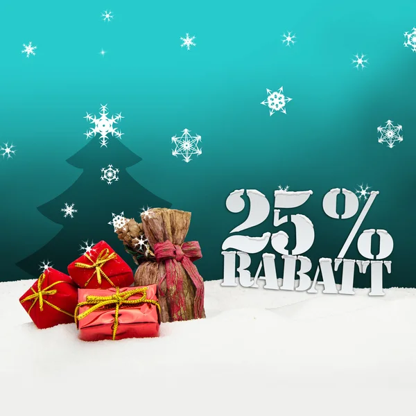 Christmas gifts 25 percent Rabatt Discount — Stock Photo, Image