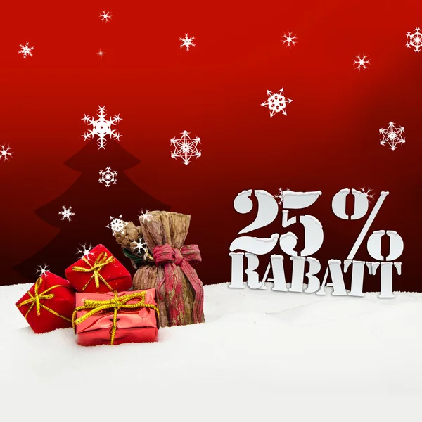 Christmas gifts 25 percent Rabatt Discount — Stock Photo, Image