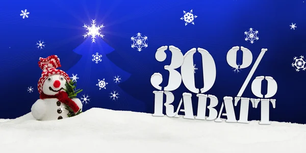 Christmas snögubbe 30 procent Rabatt rabatt — Stockfoto