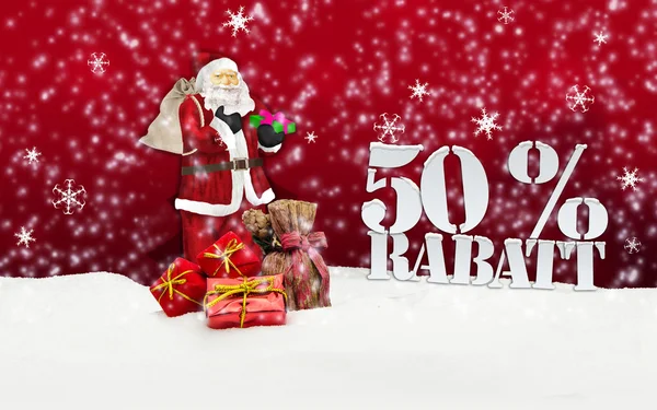 Santa claus - merry christmas 50 percent discount — Stock Photo, Image