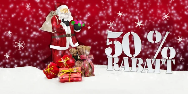 Santa claus - merry christmas 50 percent discount — Stock Photo, Image
