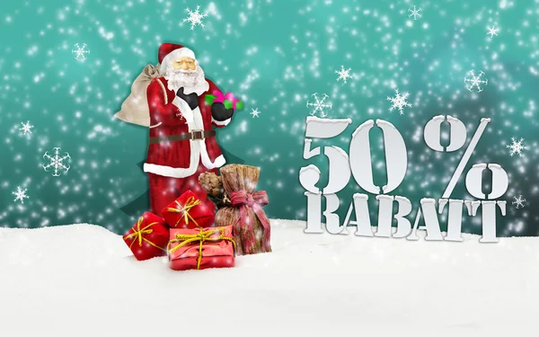 Santa claus - merry christmas 50 percent discount — Stock Photo, Image