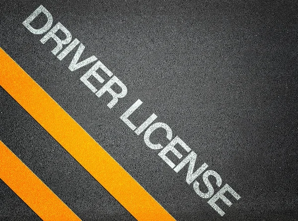 Licenza di guida Testo Scrivere Strada Asfalto — Foto Stock