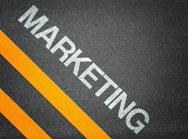 Marketing Text Schreiben Straße Asphalt — Stockfoto