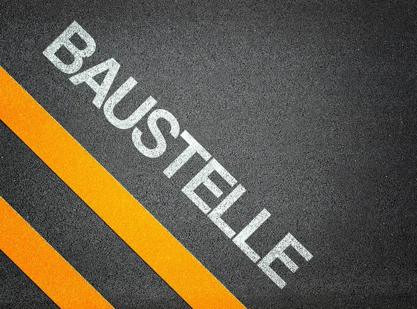 Baustelle German Roadworks Text Writing — Stock Photo, Image