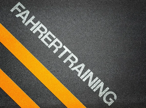 Fahrertraining Text Writing Road Asphalt — Stock Photo, Image