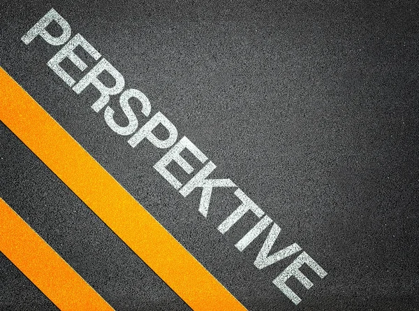 Alemán Perpektive Perspective Text Writing Road Asfalto — Foto de Stock