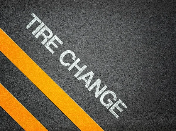 Tire Change Text Writing Road Asphalt — Stock Photo, Image