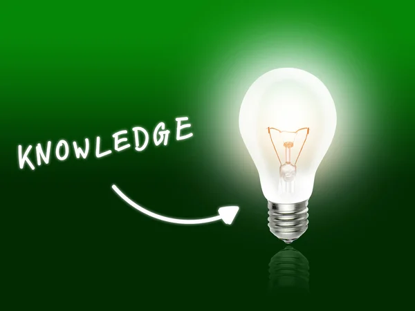 Lampadina della conoscenza Energia Luce verde — Foto Stock